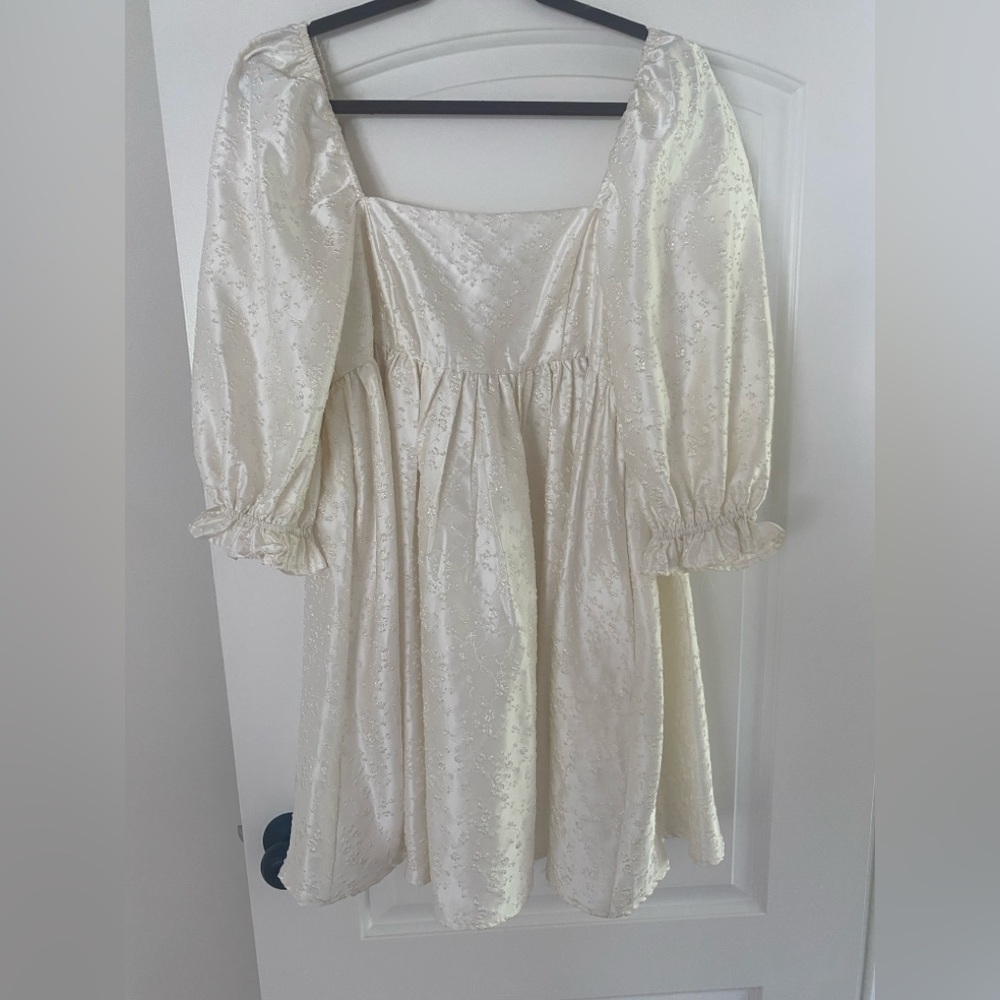 embroidered white mini dress